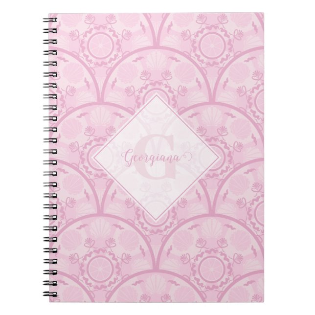 Personlig Preppy in Rosa Mandala Art Deco Anteckningsbok (Framsidan)