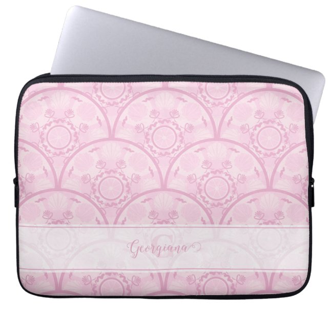 Personlig Preppy in Rosa Mandala Art Deco Laptop Fodral (Framsidan)