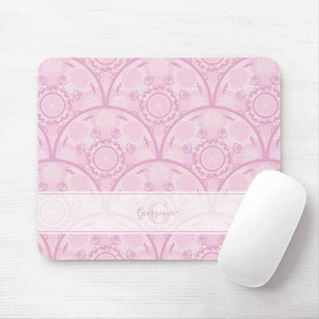 Personlig Preppy in Rosa Mandala Art Deco Musmatta (Med mus)