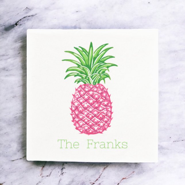 Personlig Preppy Rosa Ananas Stjärnor  Pappersservett (Skapare uppladdad)