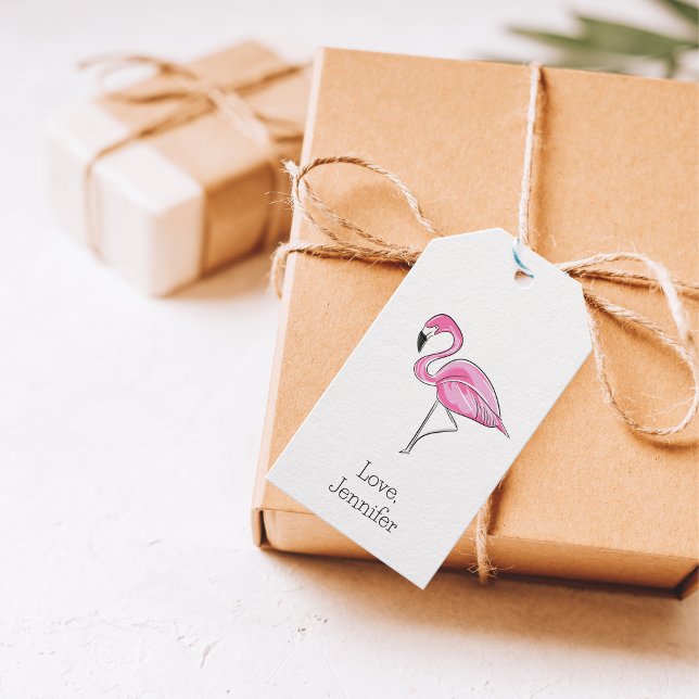 Personlig Preppy Rosa Flamingo Presentetikett (Skapare uppladdad)