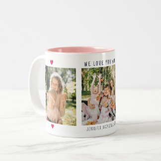 Personlig present med 3-foto collage till mamma Två-Tonad mugg