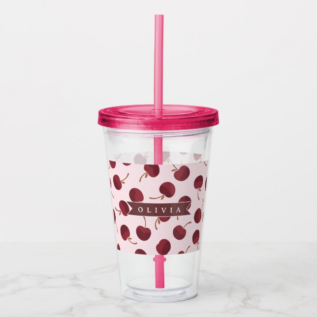 Personlig present med estetiskt körsbärsmönster oc take away mugg (Framsida)