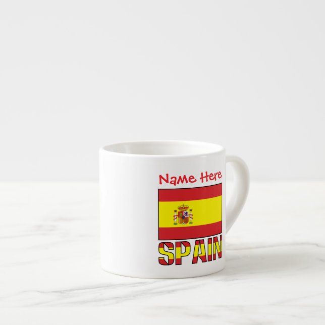 Personlig present med Spaniens flagga för arv och  Espressomugg (Framsida höger)