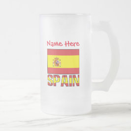 Personlig present med Spaniens flagga och arv Frostat Ölglas