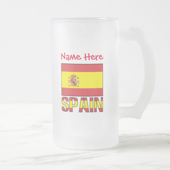 Personlig present med Spaniens flagga och arv Frostat Ölglas (Höger)