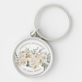 Personlig present som tackgåva för möhippa rund silverfärgad nyckelring