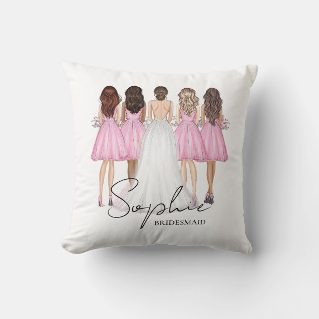 Personlig present till brudtärna med eget namn kudde (Framsida)