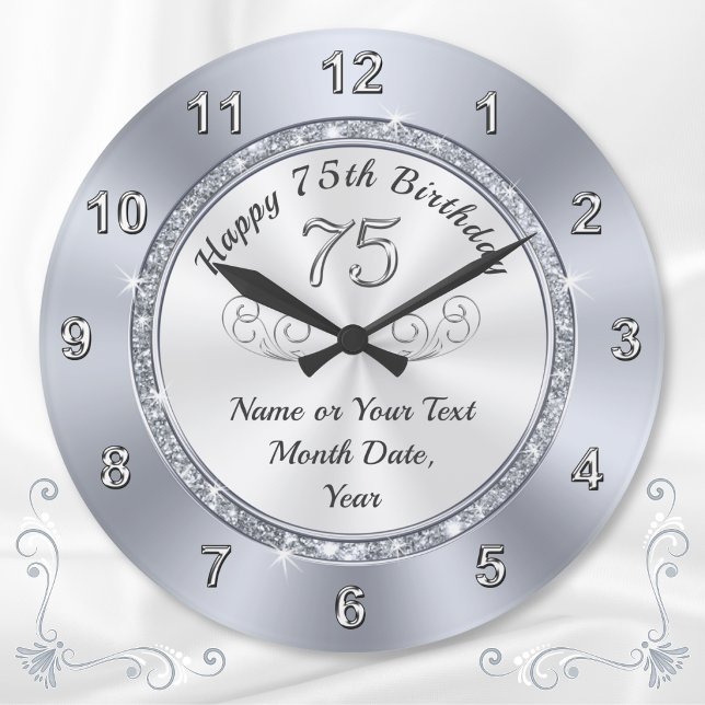 Personlig, presenter för 75-årsfirande klocka (75th birthday gift ideas for a man or gifts for 75th birthday woman. 75th birthday presents for her.)