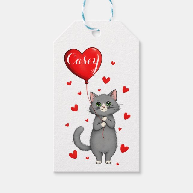Personlig presentetikett för katt med namn (Framsidan)
