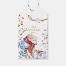 Personlig presentetikett med akvarell björn för vi