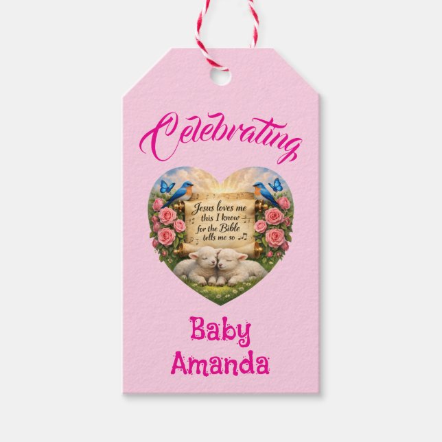 Personlig presentförpackning för babyflicka presentetikett (Framsidan)