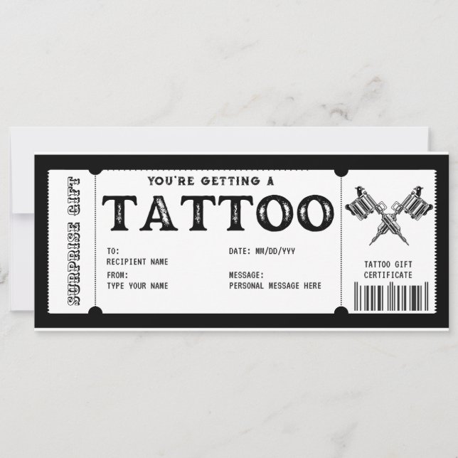 Personlig presentkupong för tatuering mall (Framsida)