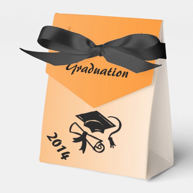 Personlig presentlåda för examen i orange och svar (Framsidan Sidan)
