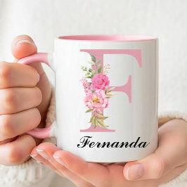 Personlig presentmugg med blommor och namn till mo mugg