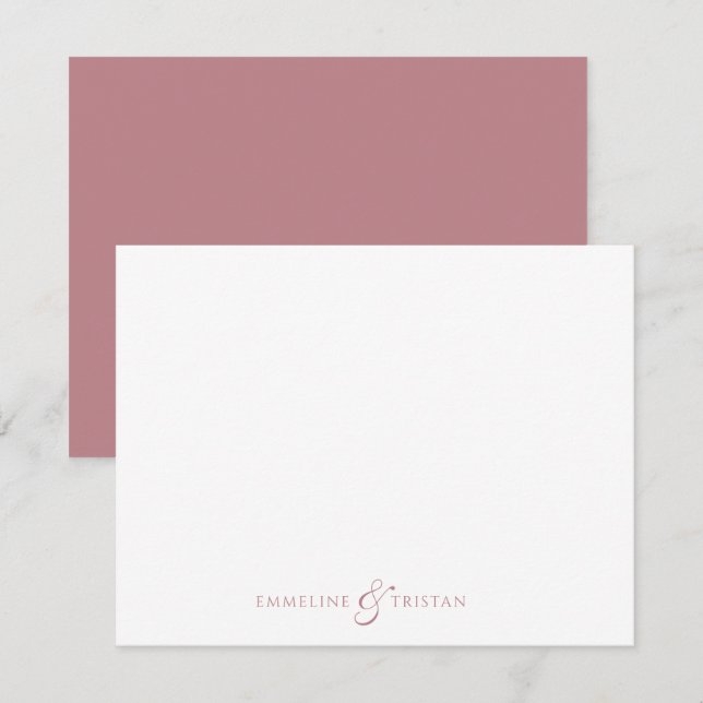 Personlig presentpapper för par i dammig rosa anteckningskort (Fram/baksida)