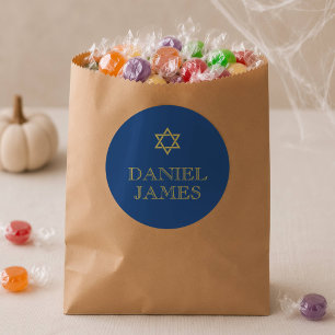 Personlig presentpåse för Bar Mitzvah med elegant Runt Klistermärke