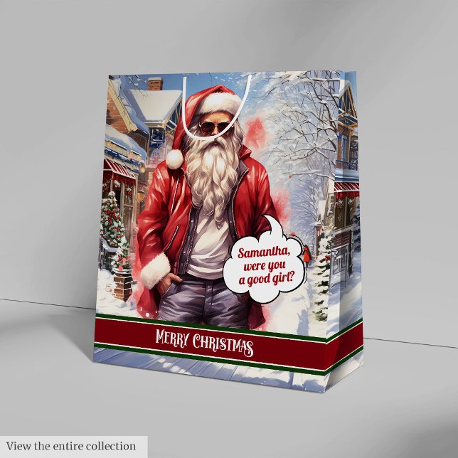 Personlig presentpåse Rolig tomte höjdpunkt (Personalized Gift Bag Funny Santa Holiday Accent)