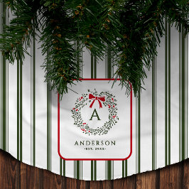 Personlig Prickig Julkrans Monogram & Namn Julgransmatta Borstad Polyester