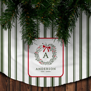 Personlig Prickig Julkrans Monogram & Namn Julgransmatta Borstad Polyester