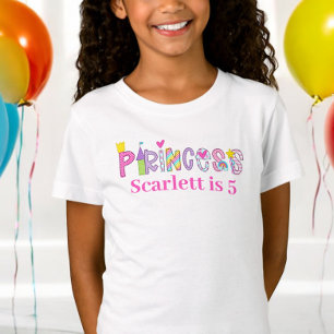 Personlig Princess Alphabet Birthday T Shirt