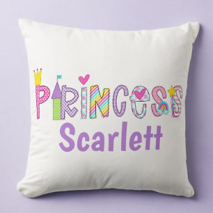 Personlig Princess Alphabet Krona Castle Trollspö Kudde