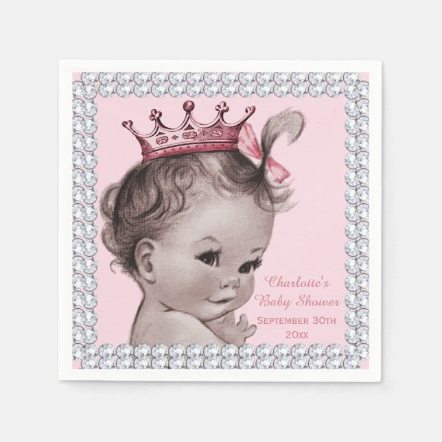 Personlig Princess Baby Shower Faux Diamonds Pappersservett (Framsidan)