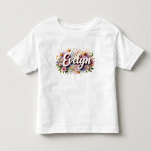 Personlig Princess Blommigt Kids T-Shirt