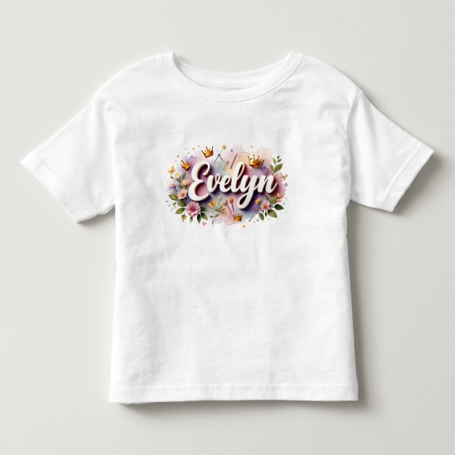 Personlig Princess Blommigt Kids T-Shirt (Framsida)