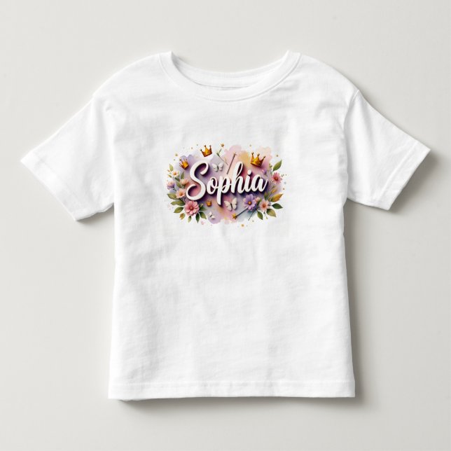 Personlig Princess Blommigt Kids T-Shirt (Framsida)