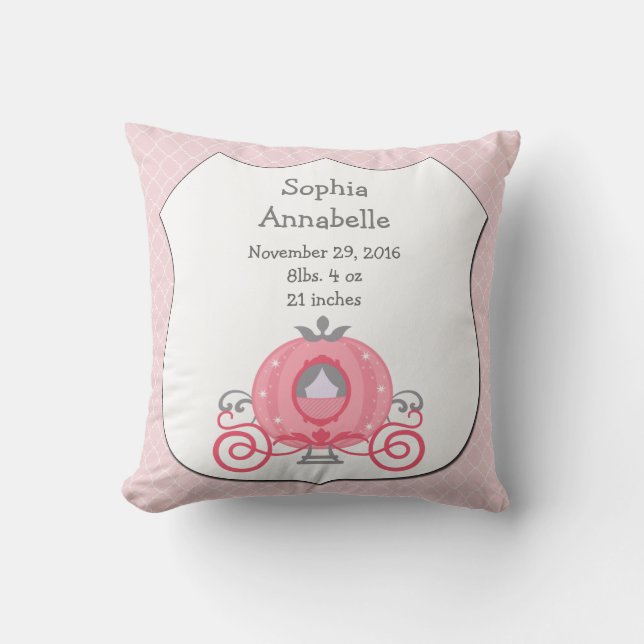 Personlig Princess Carriage Flicka Pillow Kudde (Framsida)