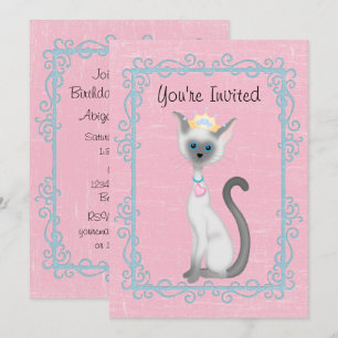 Personlig Princess Cat Rosa Birthday-inbjudan Inbjudningar