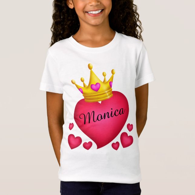 Personlig Princess Krona Hearts T Shirt (Framsida)