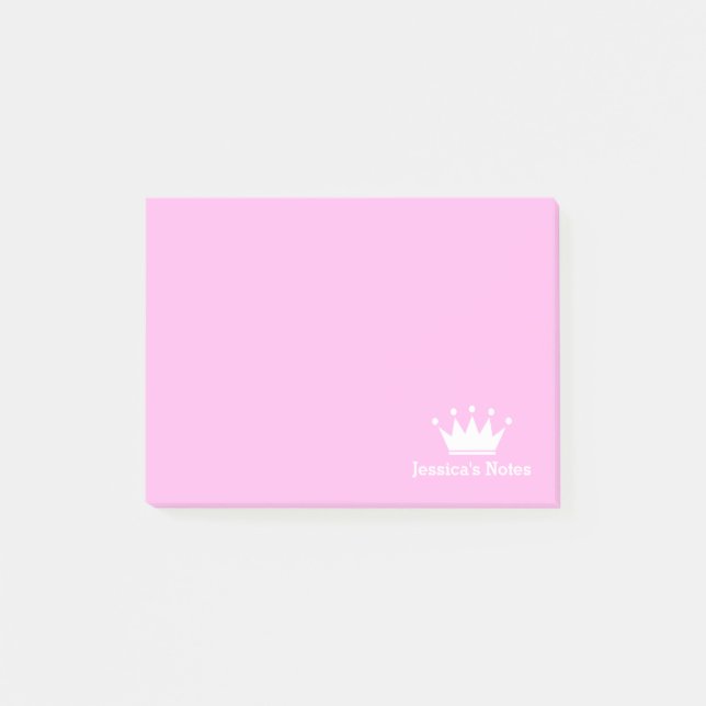 Personlig princess krona rosa Post-it®-anteckninga Post-it Block (Framsida)