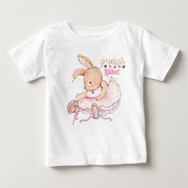 Personlig Princess Lilibet Ballerina Rabbit T Shirt (Framsida)