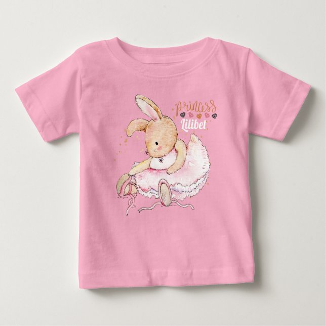 Personlig Princess Lilibet Ballerina Rabbit T Shirt (Framsida)