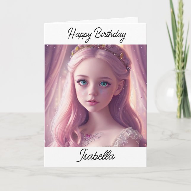 Personlig Princess Little Girl's Birthday Kort (Framsida)