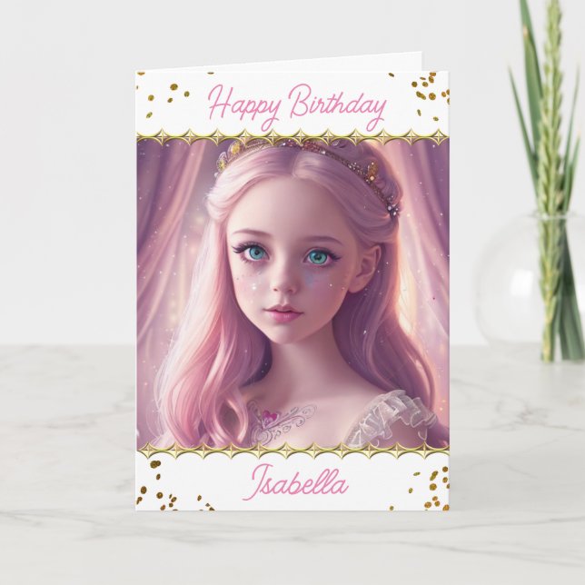 Personlig Princess Little Girl's Birthday Kort (Framsida)