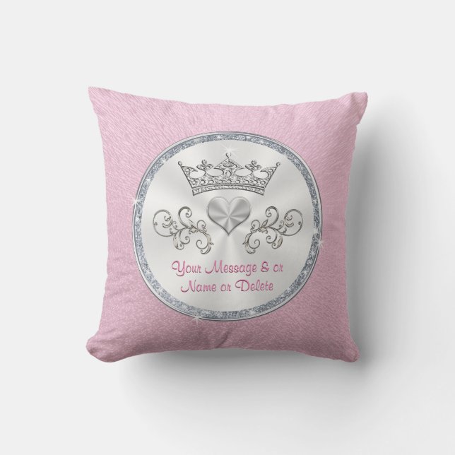 Personlig Princess Tiara Rosa Pillow for Girls Kudde (Framsida)