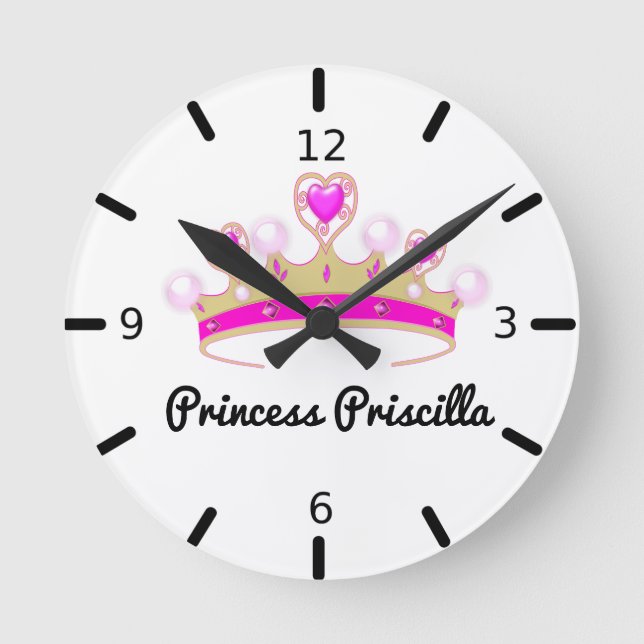 Personlig Princess Tiara Rund Klocka (Framsida)