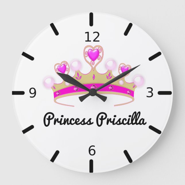 Personlig Princess Tiara Stor Klocka (Framsida)