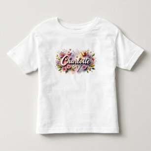 Personlig prinsessa blommig barn t-shirt