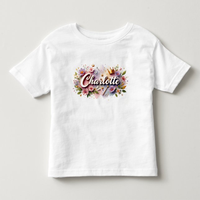 Personlig prinsessa blommig barn t-shirt (Framsida)