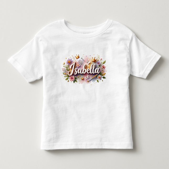 Personlig prinsessa blommig barn t-shirt (Framsida)