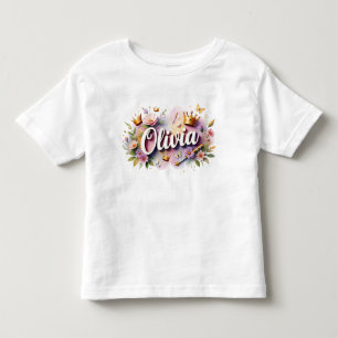 Personlig prinsessblommig barnt-shirt t shirt
