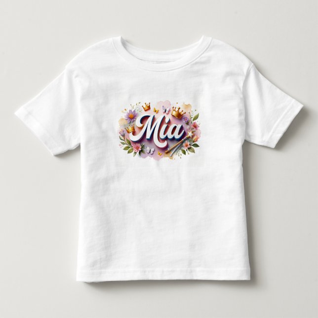 Personlig prinsessblommig t-shirt för barn (Framsida)