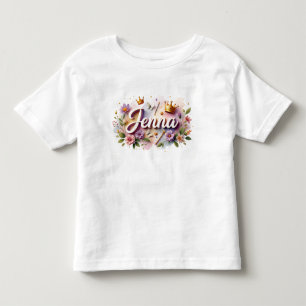 Personlig prinsessblommig t-shirt för barn