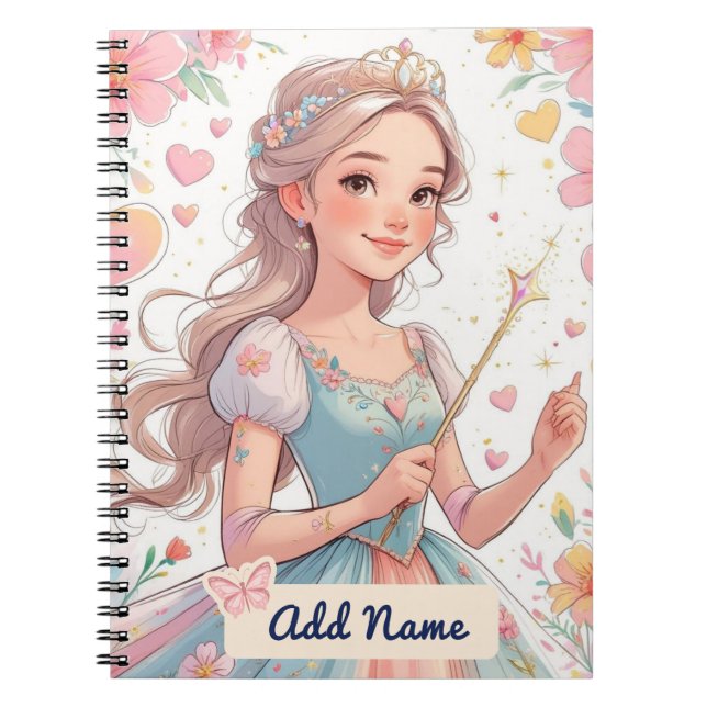 Personlig Prinsessbok – Lägg till namn Anteckningsbok (Framsidan)