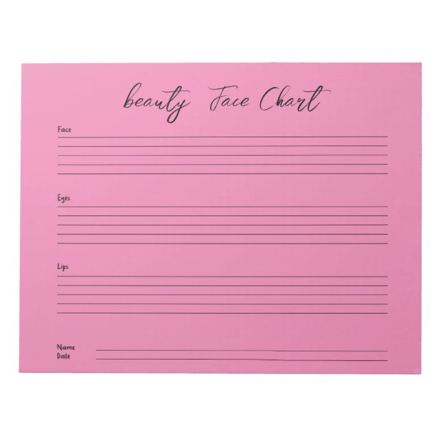 Personlig professionell Makeup Ansikte-diagram Anteckningsblock (Framsida)