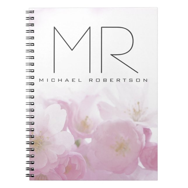Personlig Professionell Monogram Minimal Blommigt Anteckningsbok (Framsidan)